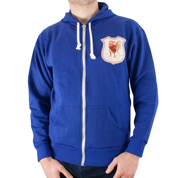 Bild von TOFFS - France 1924 Retro Rugby Zipped Kapuzenpullover - Royal Blau