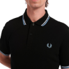 Fred Perry - Twin Tipped Polo Shirt - Black/ White/ Sky