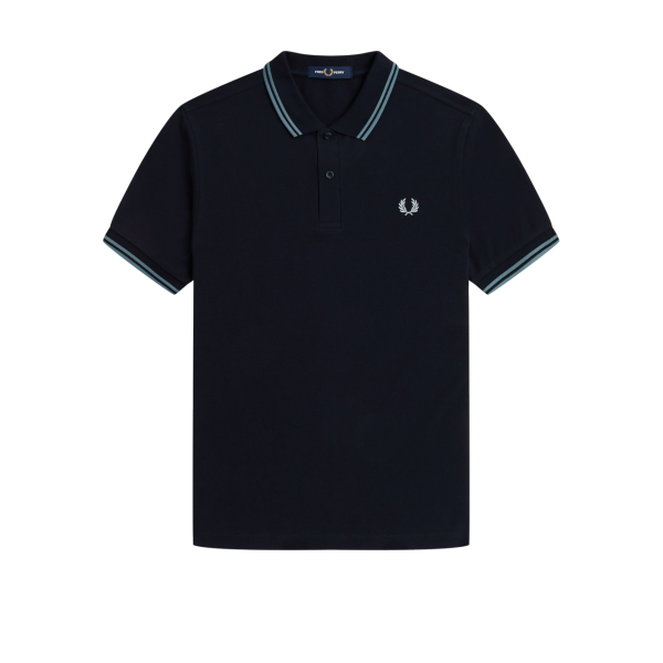 Fred Perry - Twin Tipped Polo Shirt - Navy/ Silver Blue