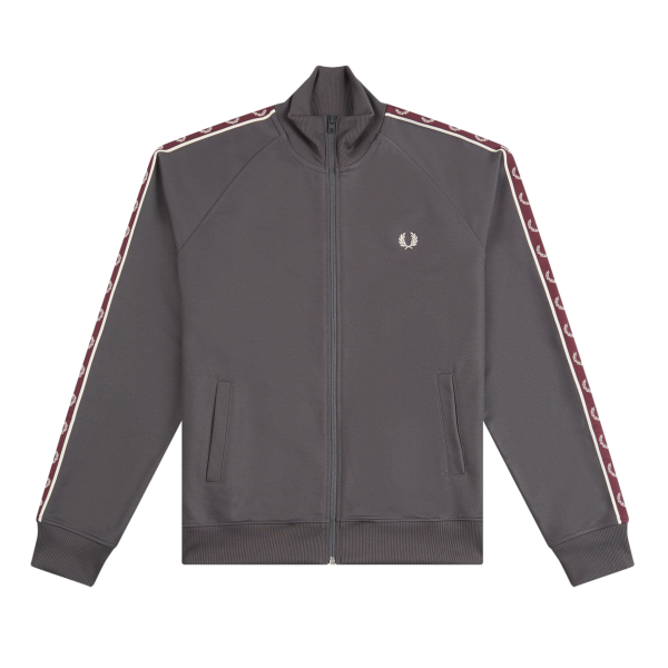 Fred Perry - Contrast Tape Trainingsjack - Gunmetal/ Oxblood