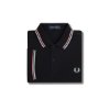 Fred Perry - Twin Tipped Polo Shirt - Black/ Coral Heat/ Silver Blue