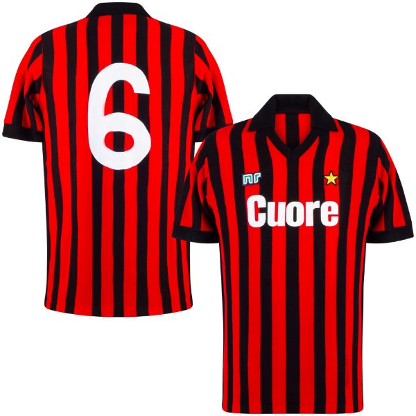 Ennerre - AC Milan Official Retro Shirt 1983-1983 + 6 (Baresi)