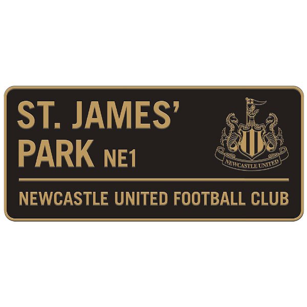 Newcastle United Straatbord - Zwart/ Goud (40cm x 18cm)
