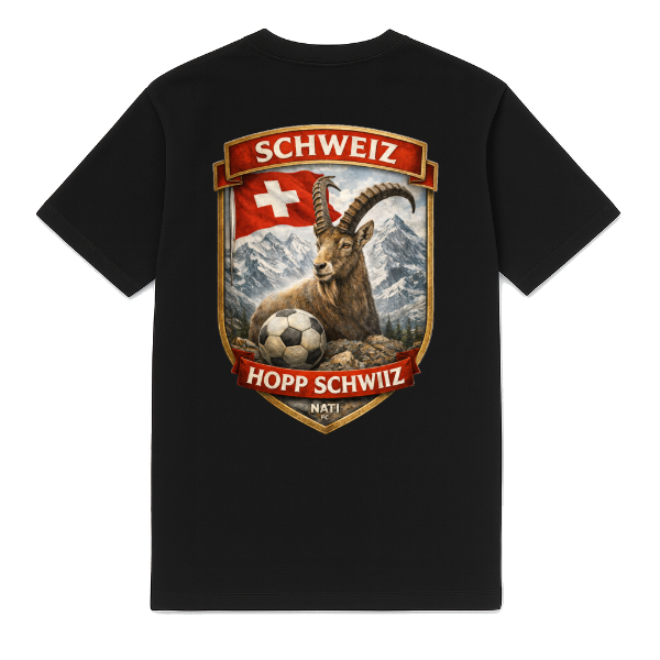 FC ELEVEN - Zwitserland Hopp Schwiiz Heavy T-Shirt  - Zwart